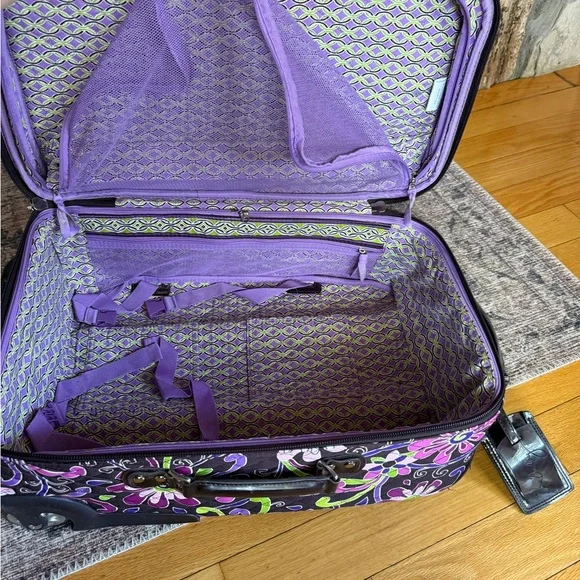 Vera Bradley Retired "Purple Punch" Purple Floral Suitcase - Purple, Brown - Picture 13 of 16